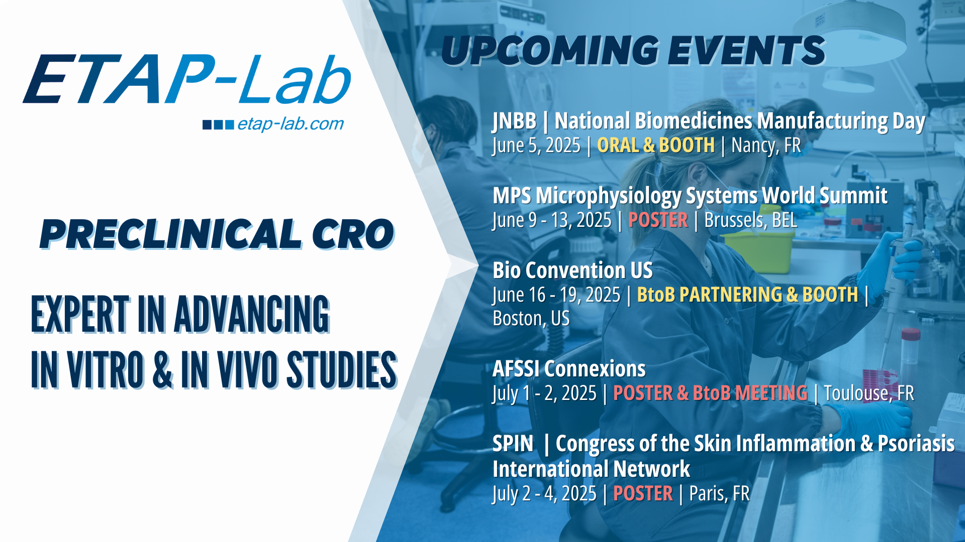 Upcoming events to meet our experts across Europe & US