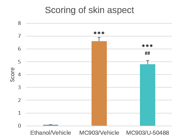 Graphs - scorage of skin aspect -pruritus preclinical model 