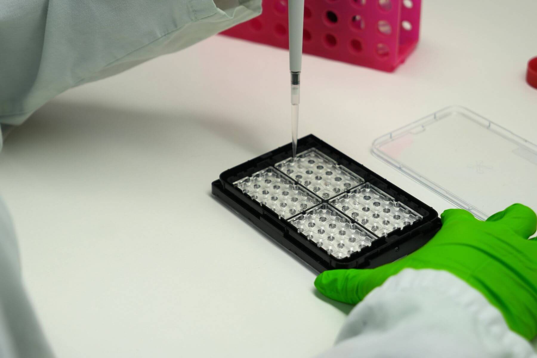 people working at in Vitrolab with Microfluidic Platform brain on chips